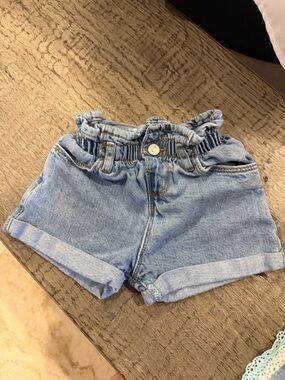 Zara Light Blue Paperbag Denim Shorts for Kids